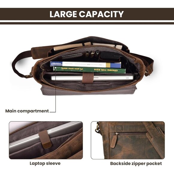 🆕Leather Village Men & Women Brown Vintage Leather Messenger Handmade Bag - Picture 6 of 10